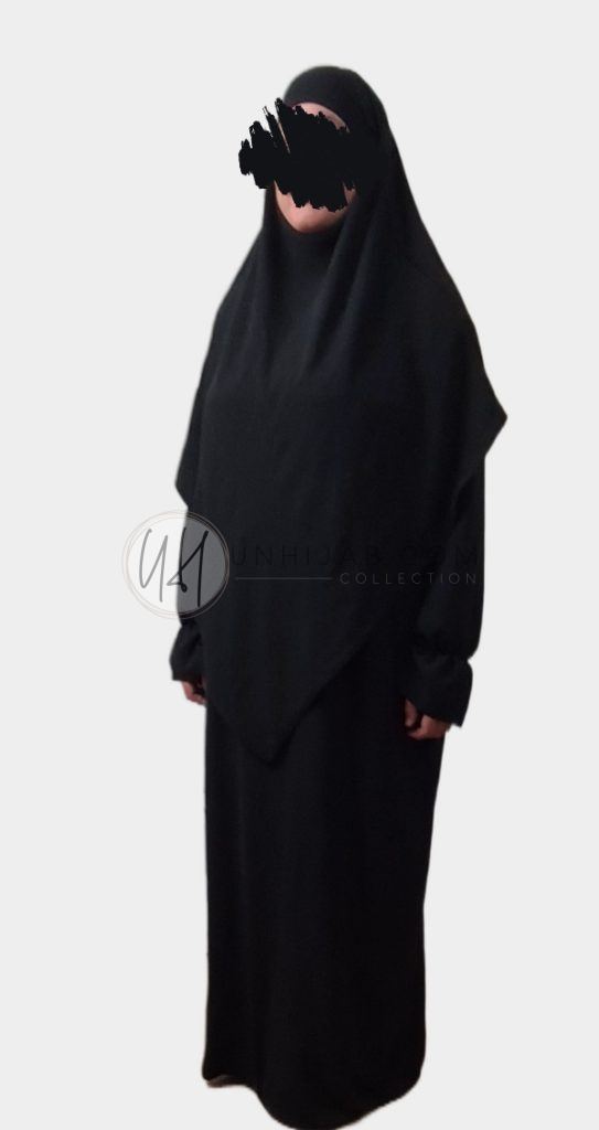 Jilbab 2 pièces Noir abaya avec khimar