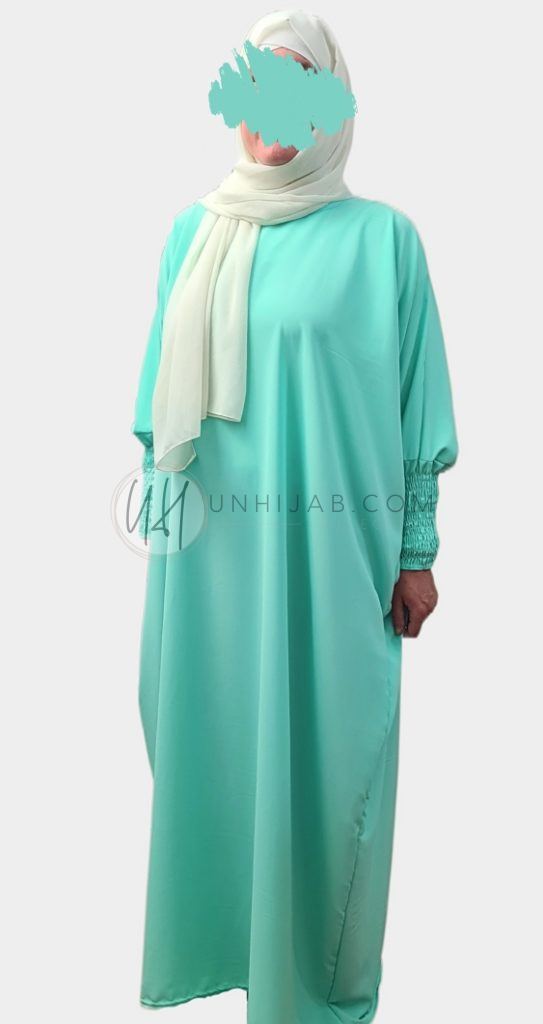 Abaya soie de médine turquoise